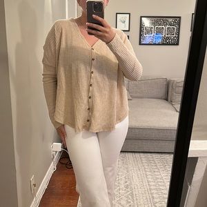 Beige Out from Under button up sweater